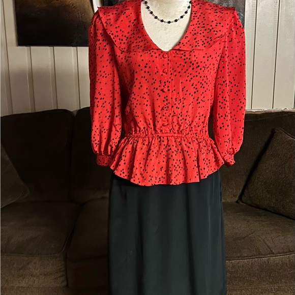 Candace by Ingrid •Vintage • Size 7/8 • Red/ Black • Polka Dot • Dress - Picture 2 of 11